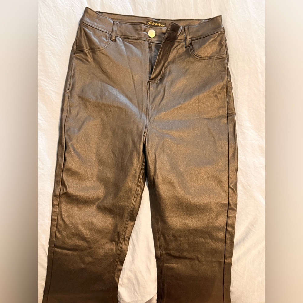 Leather bootcut pants